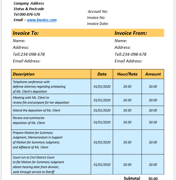 10 Free Hourly Service Invoice Templates Free Unique Printable Templates