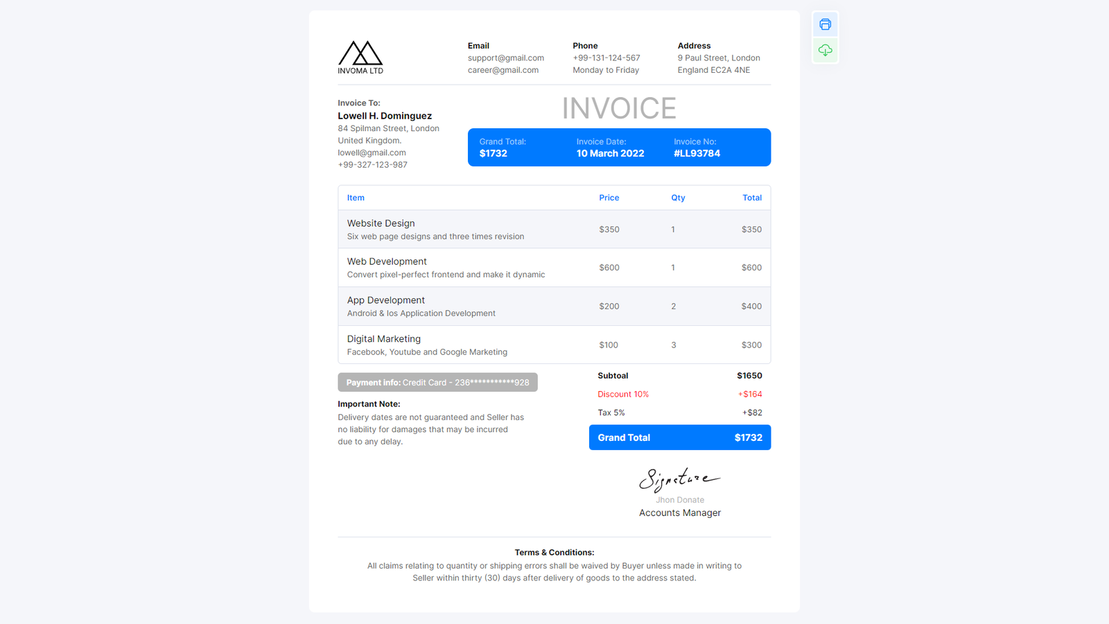 10 Stunning HTML Invoice Template 2024 ThemeSelection Worksheets 