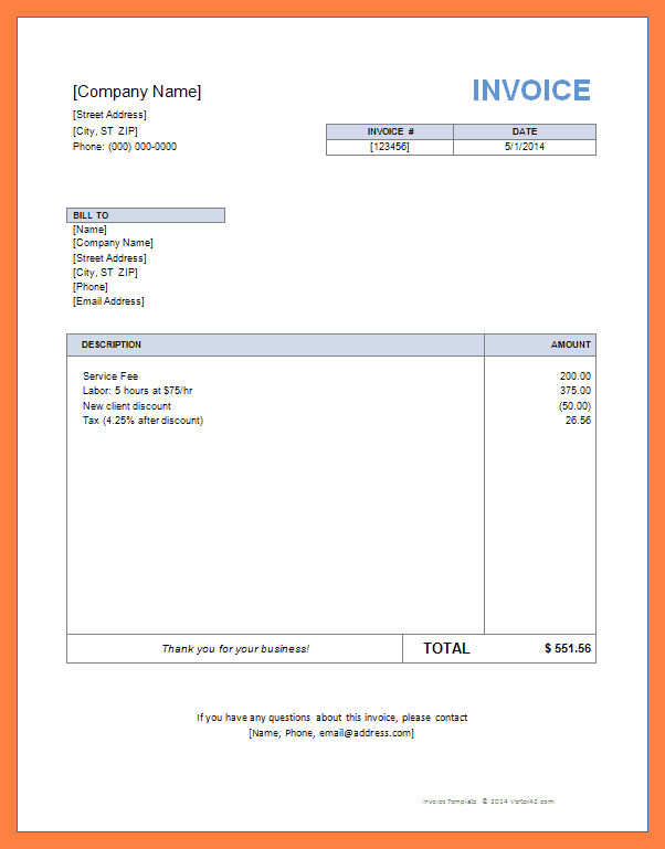 10 Top Collection Free Printable Invoice Blank Self Employed Template