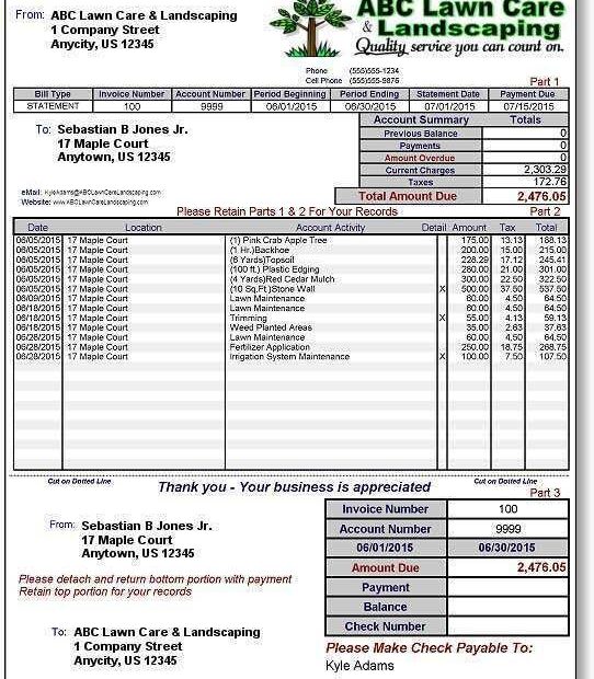 11 Printable Lawn Mowing Invoice Template With Stunning Design For Lawn