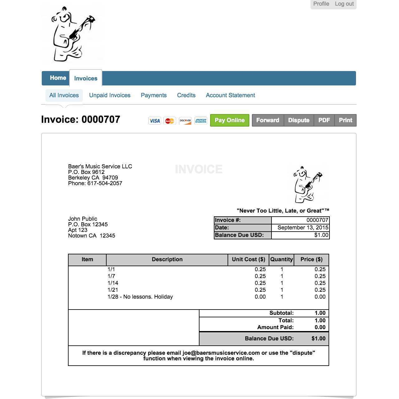 21 Free Printable Private Lesson Invoice Template For Ms Word By 