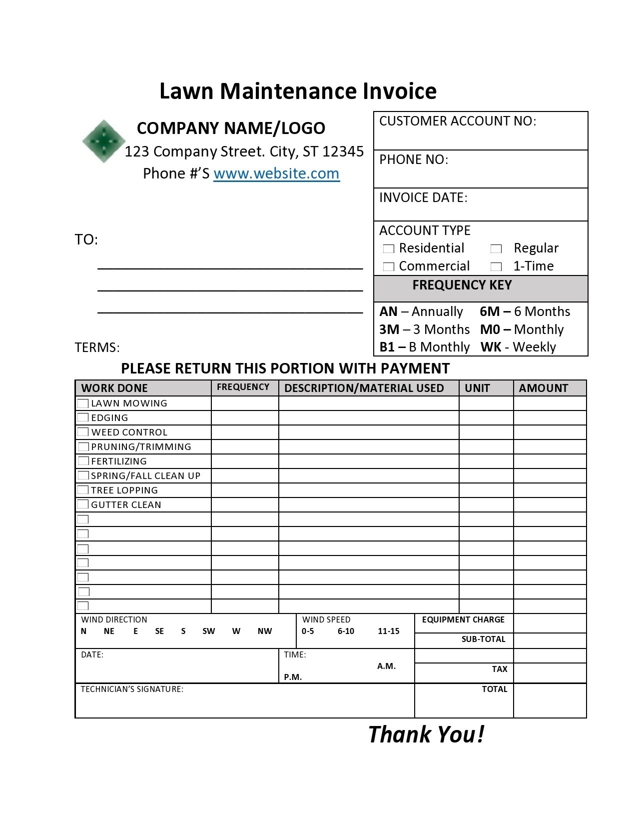 40 Printable Landscaping Invoice Templates Examples Worksheets 