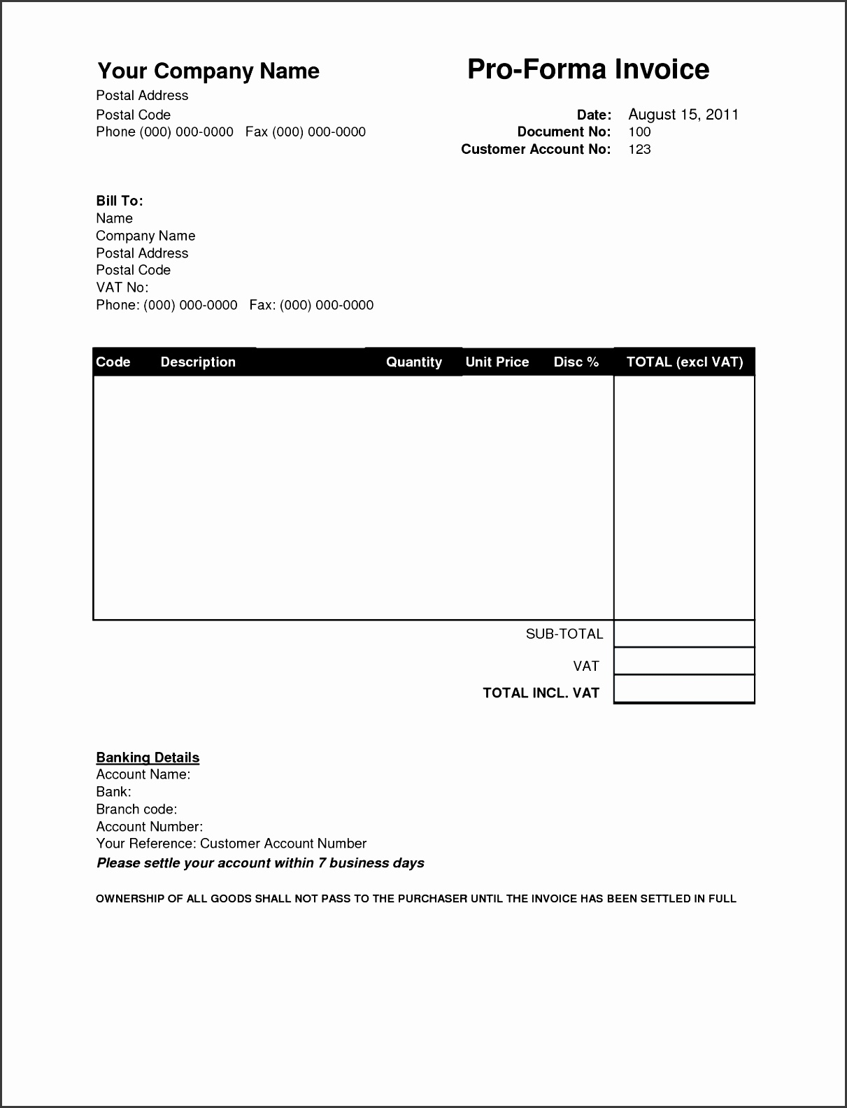 5 Printable Proforma Invoice Template SampleTemplatess 