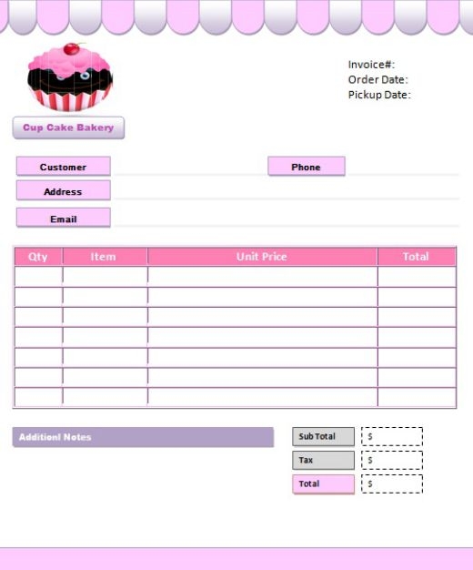 7 Free Cake Invoice Templates For Bakery Business Template Sumo