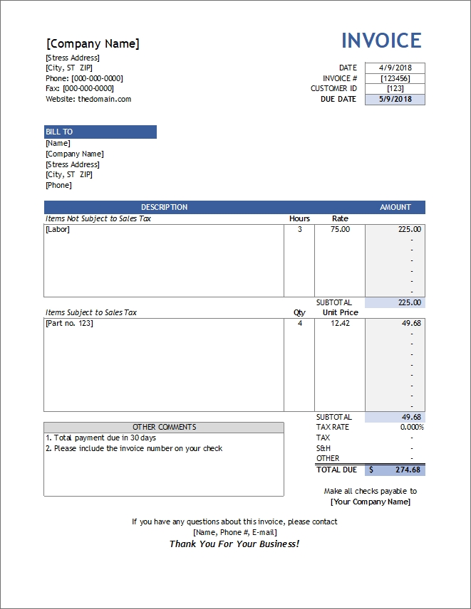 74 Free Printable Labor Cost Invoice Template PSD File With Labor Cost 