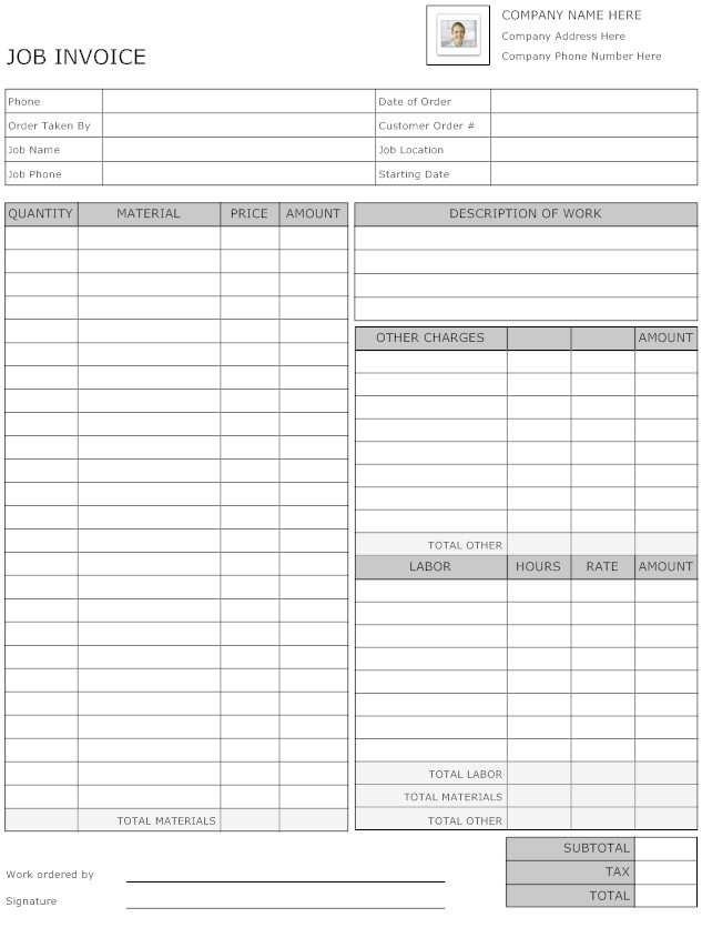 81 Free Printable Free Printable Job Invoice Template For Ms Word For 
