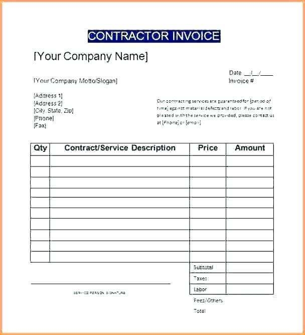 81 Printable Labor Invoice Template Excel With Stunning Design For 