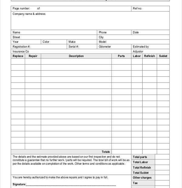 93 Printable Automotive Repair Invoice Template In Word By Automotive