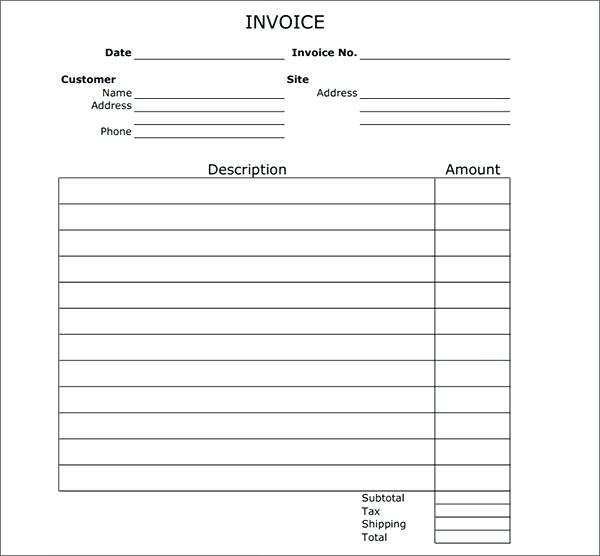 93 Printable Quickbooks Blank Invoice Template For Ms Word By 