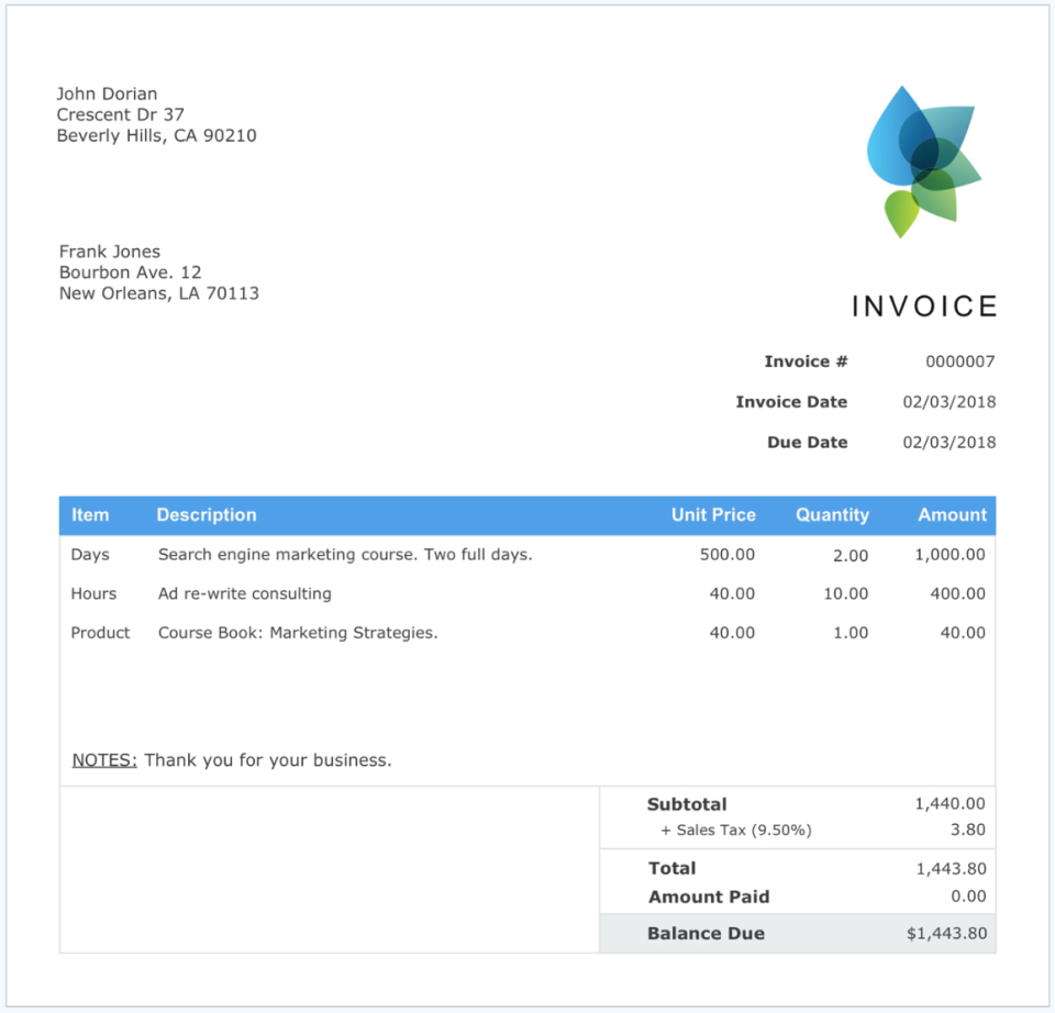 Aynax Com Free Printable Invoice