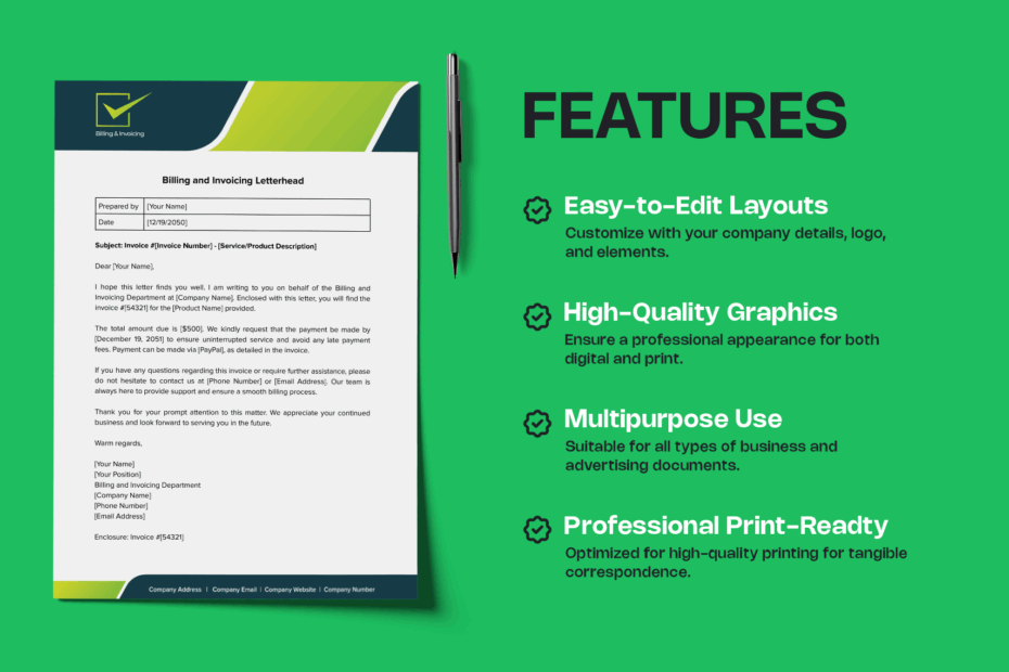 Billing And Invoicing Letterhead Template In Word PDF Google Docs