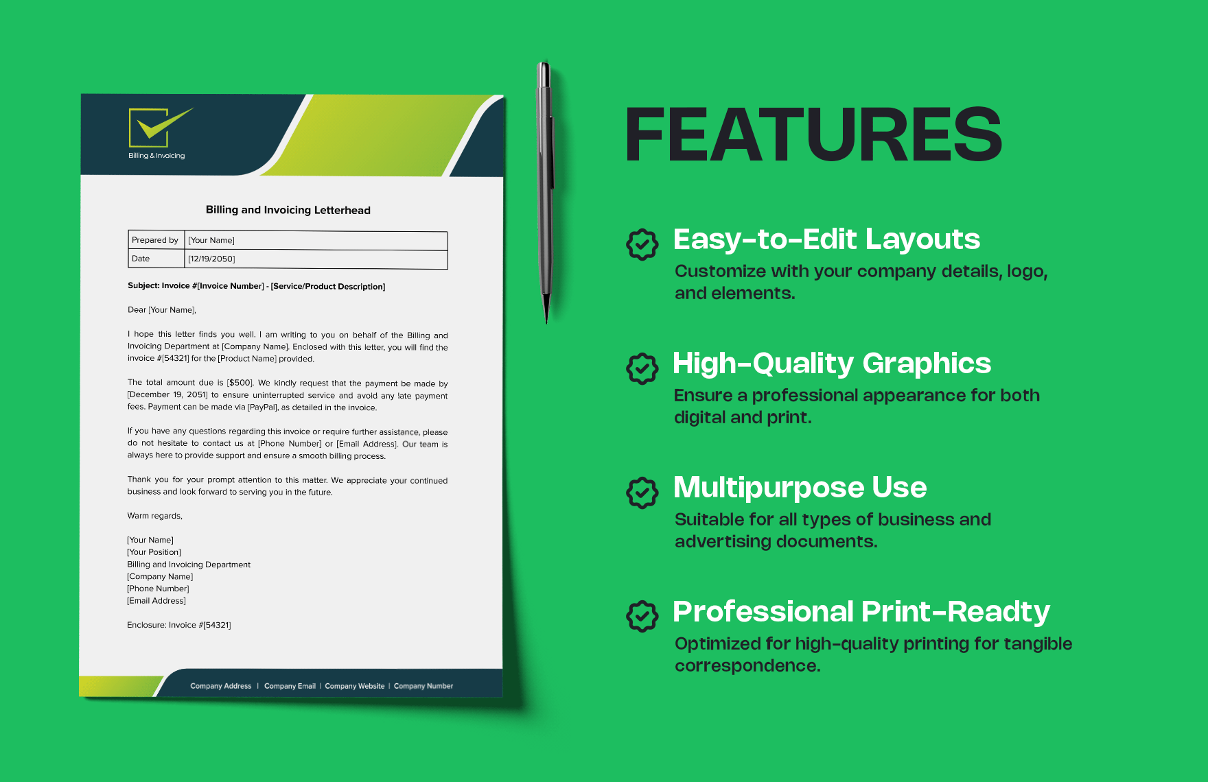 Billing And Invoicing Letterhead Template In Word PDF Google Docs 