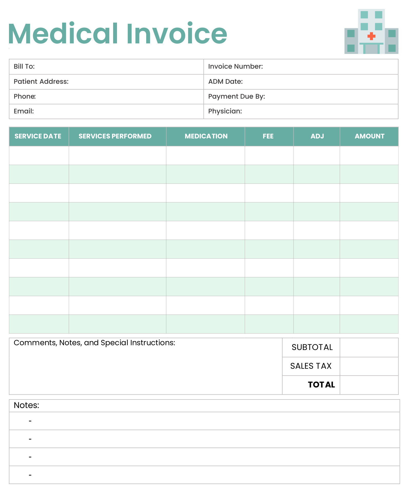 Billing Forms Printable Printable Forms Free Online