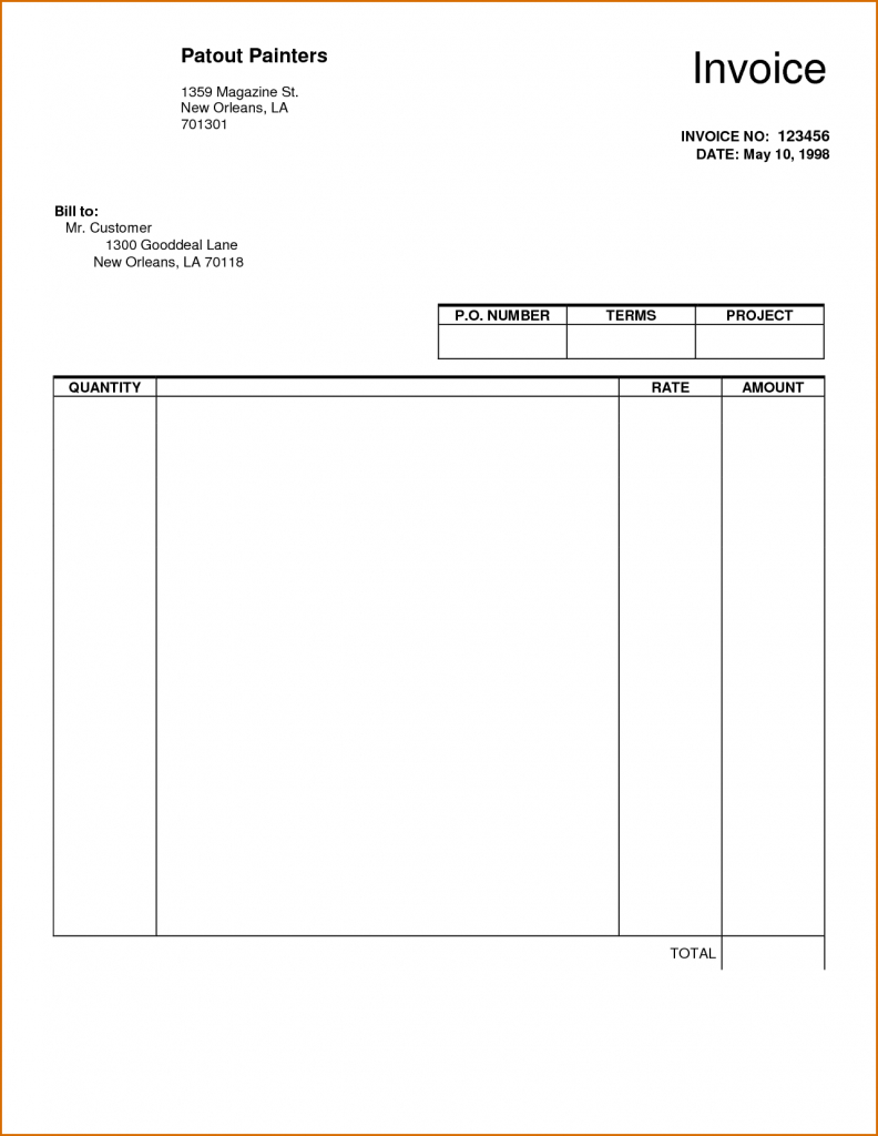 Blank Billing Invoice Scope Of Work Template Organization Free 