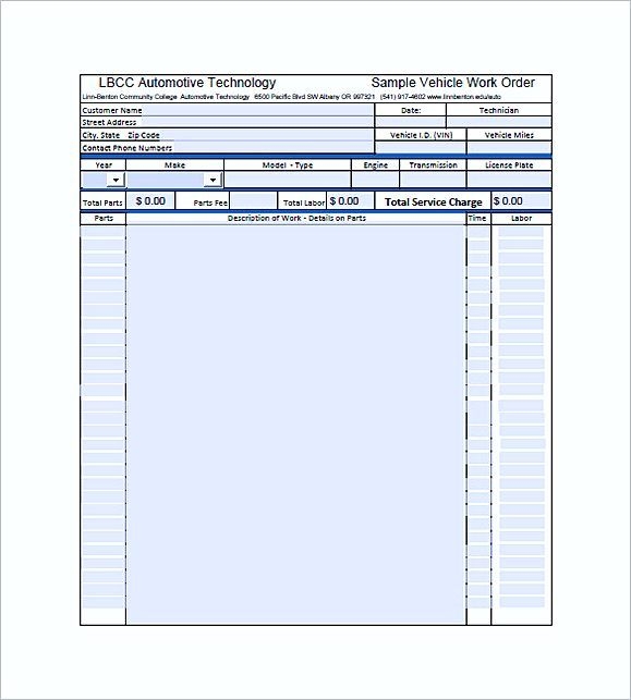 Blank Downloadable Free Printable Auto Repair Invoice Template Buttonmsa