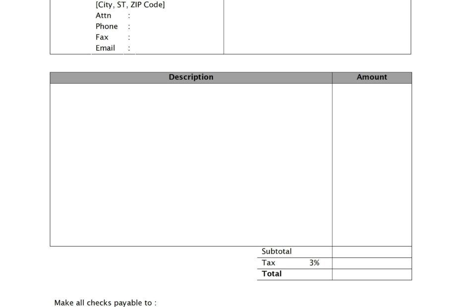 Blank Invoices Printable Word