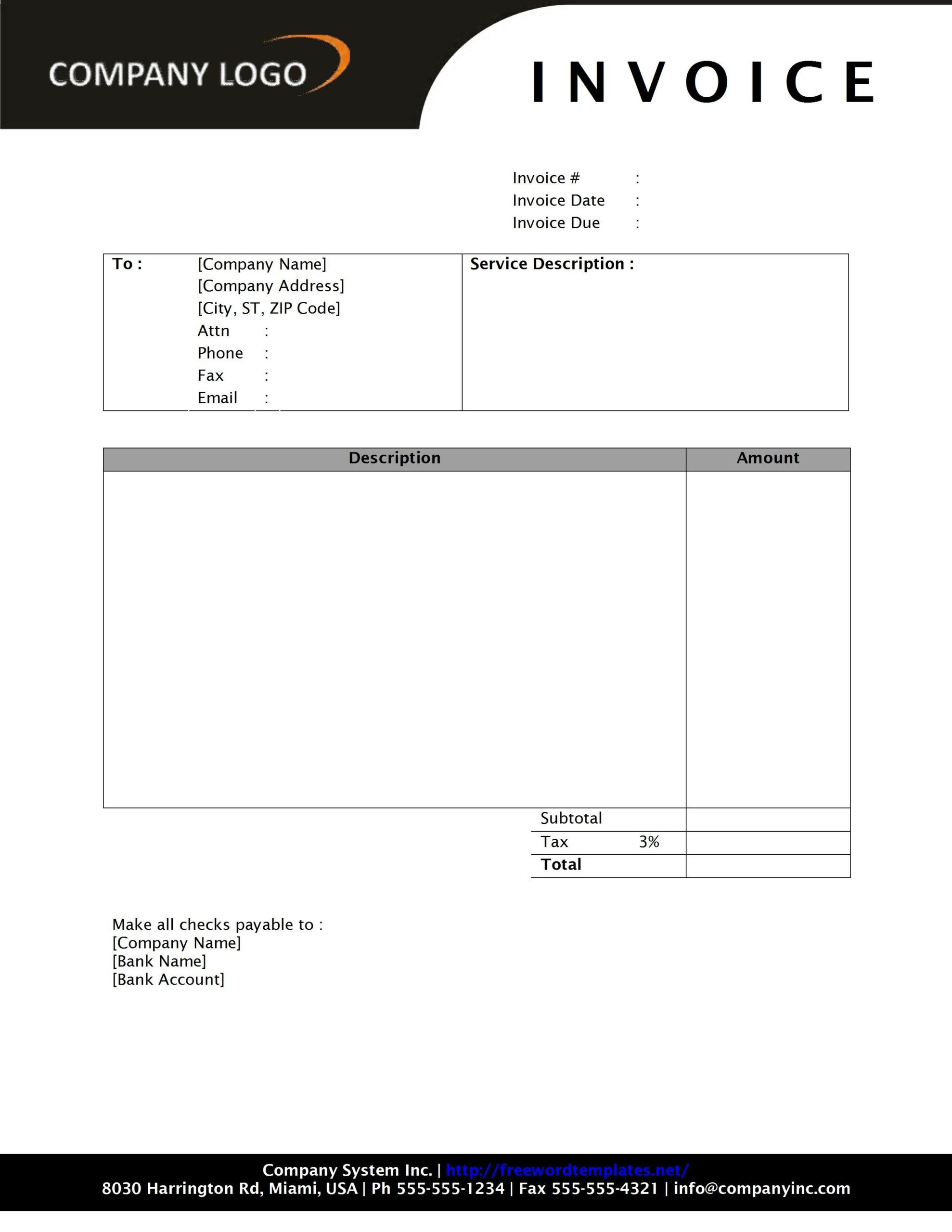 Blank Invoices Printable Word