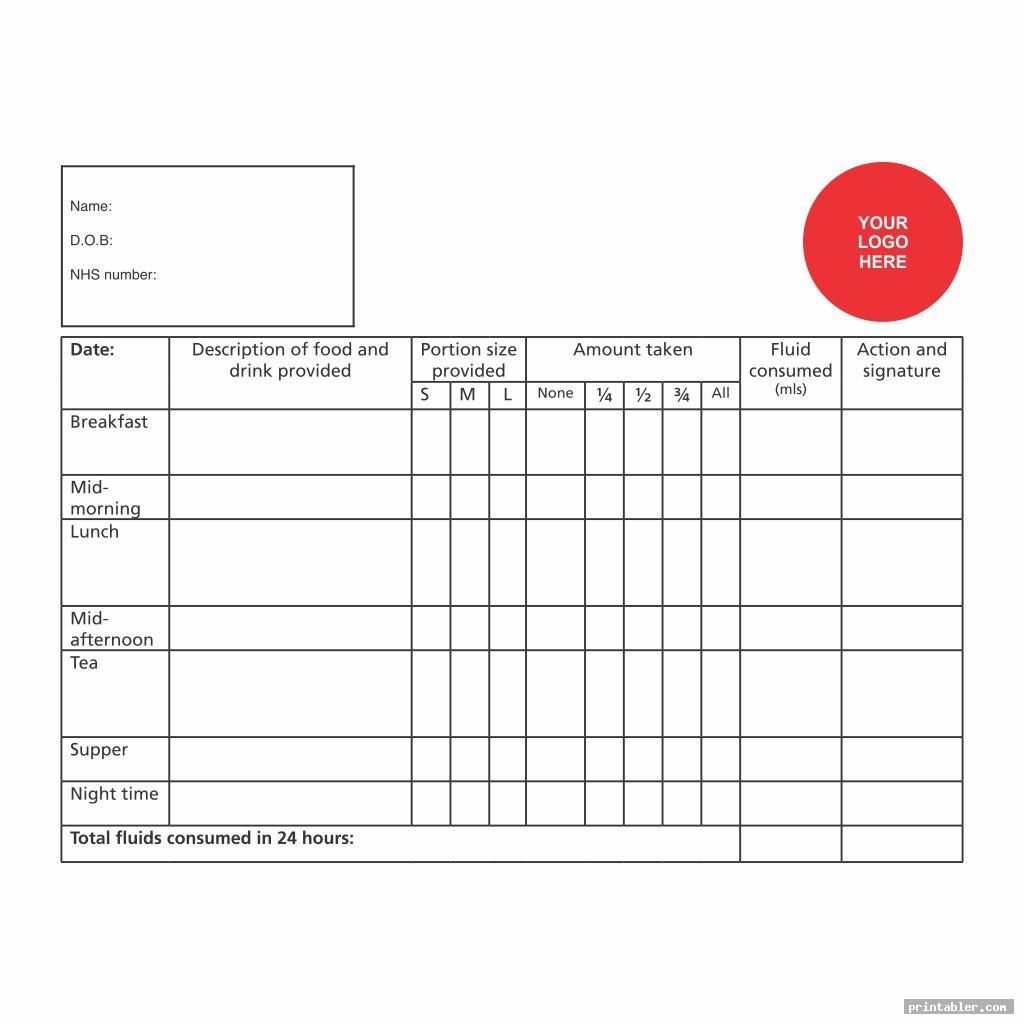 Blank Printable Fluid Intake Charts Printabler Fluid Chart 