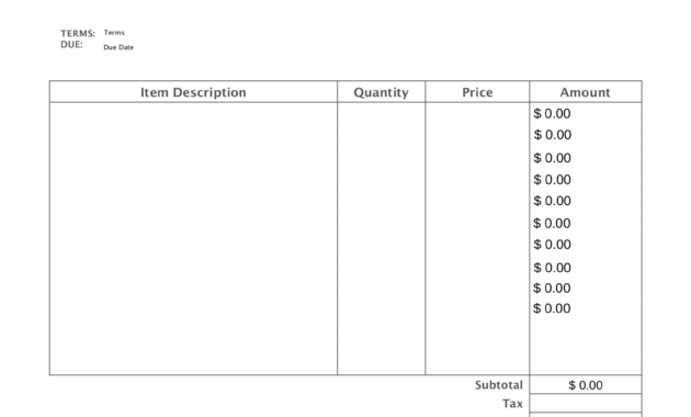 Blank Self Employed Printable Invoice Template Printables Template Free