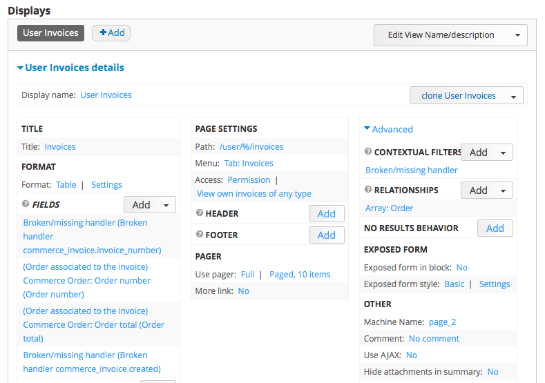 Broken missing Handlers In Commerce invoice Views 2055131 Drupal