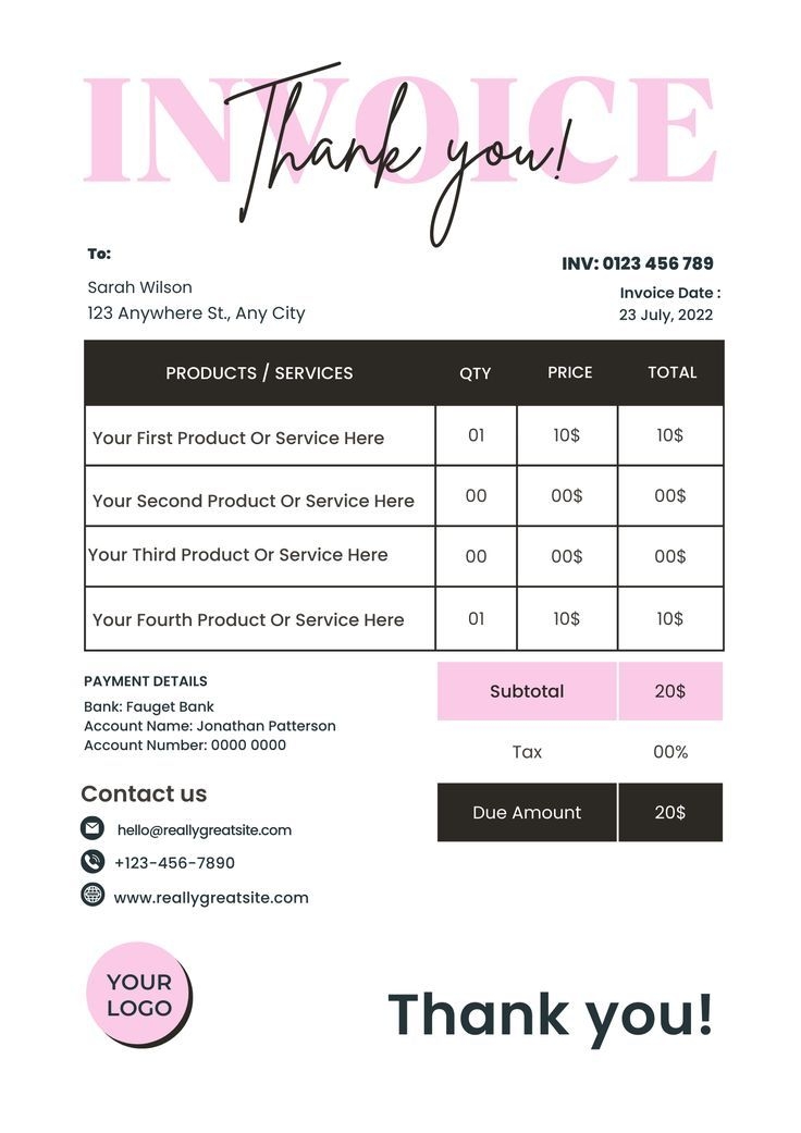 Canva Invoice Receipt Printable Invoice Invoice Template Templates 