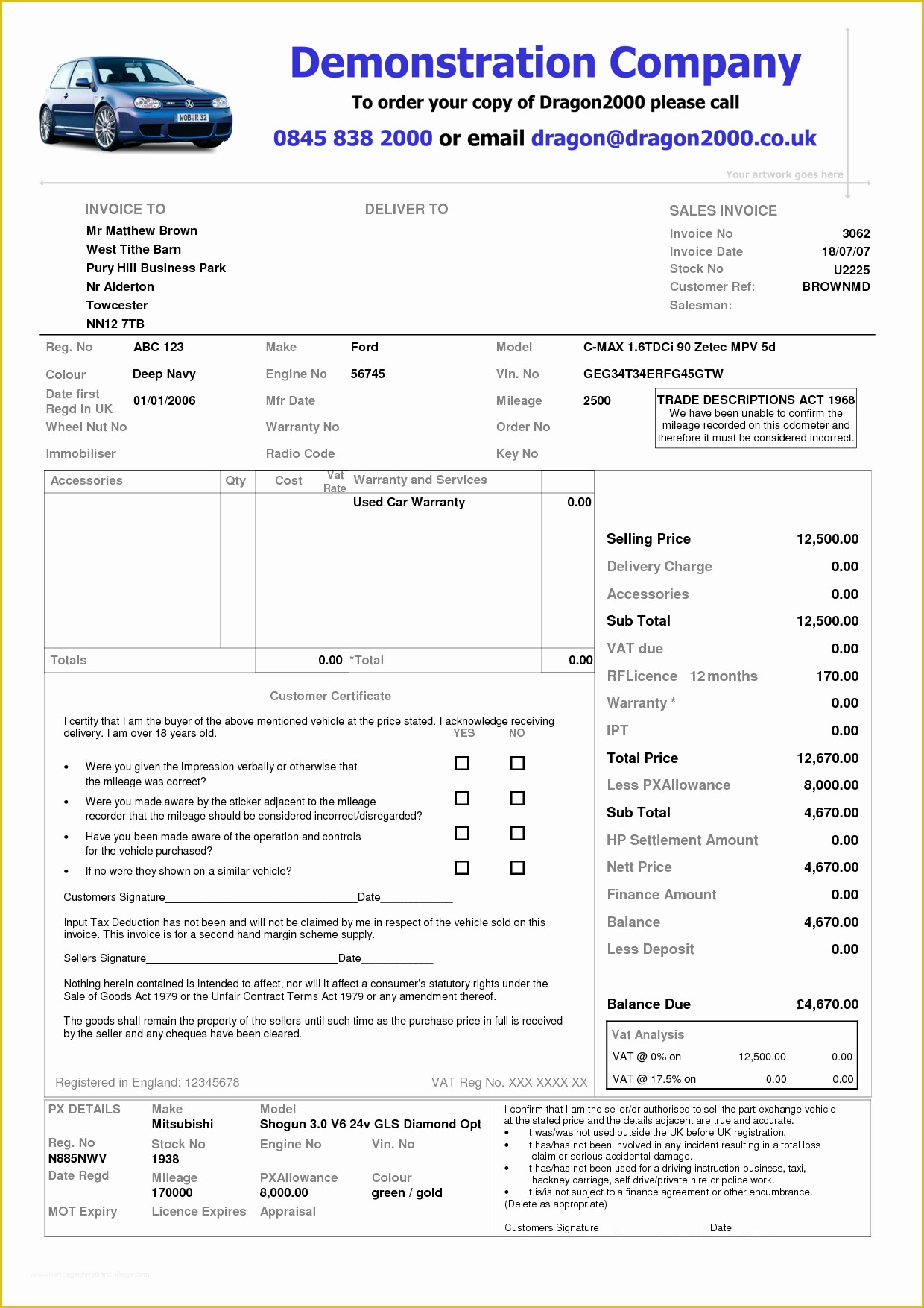 Car Repair Invoice Template Free Of Car Sales Invoice Template Excel 