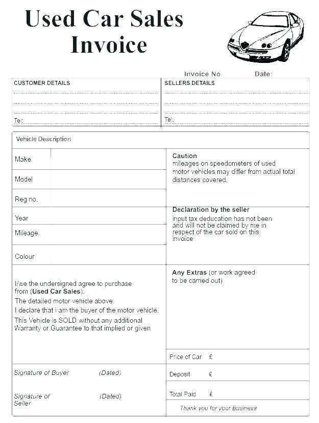 Car Sales Invoice Template