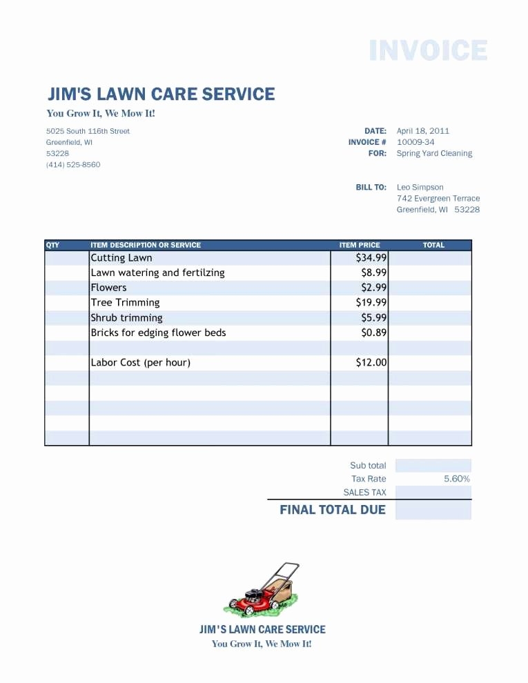 Carpet Cleaning Invoice Template