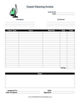 Carpet Cleaning Invoice Template