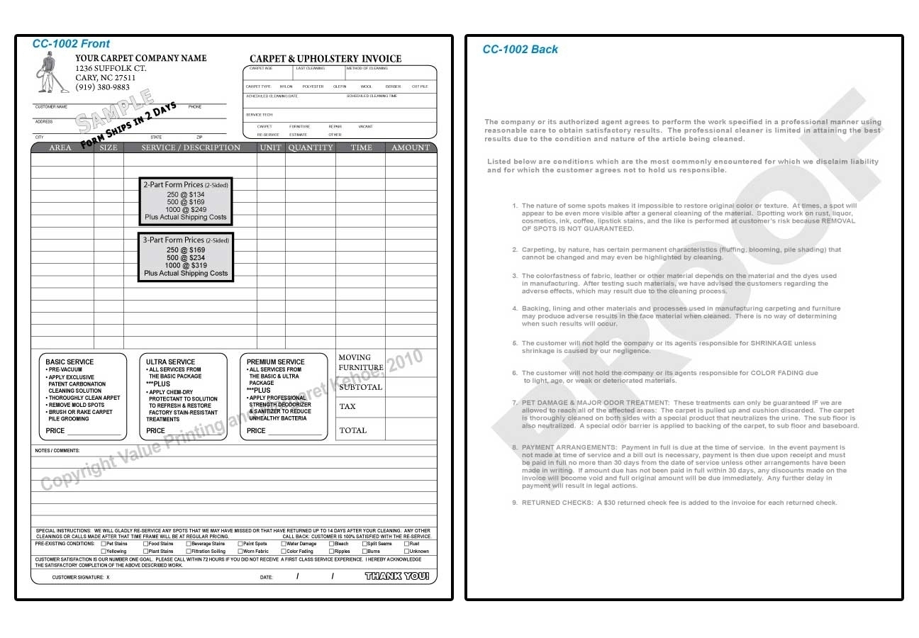 Carpet Cleaning Invoices Invoice Template Ideas