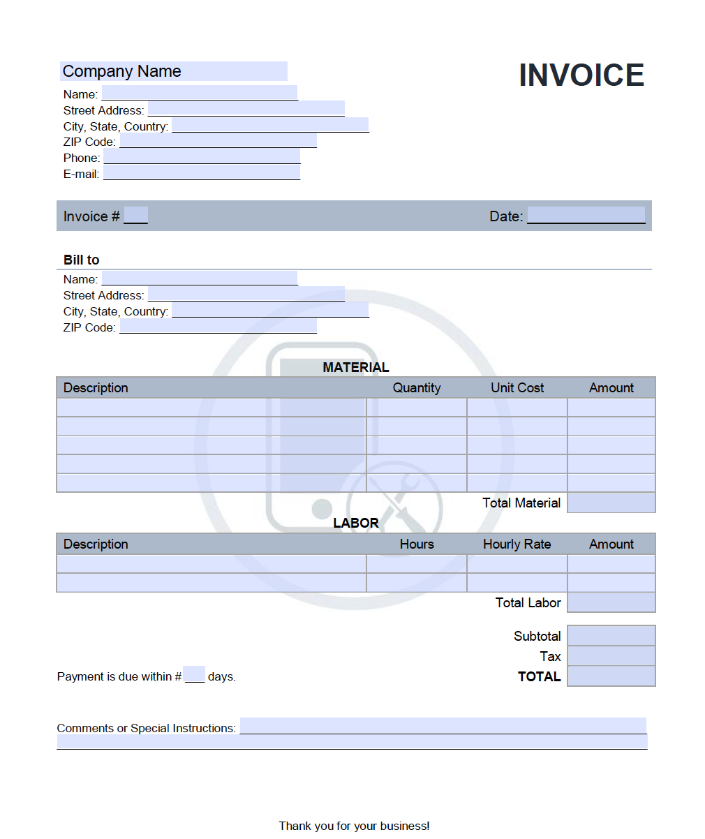 Cell Phone Repair Invoice Template Onlineinvoice Pertaining To Cell 