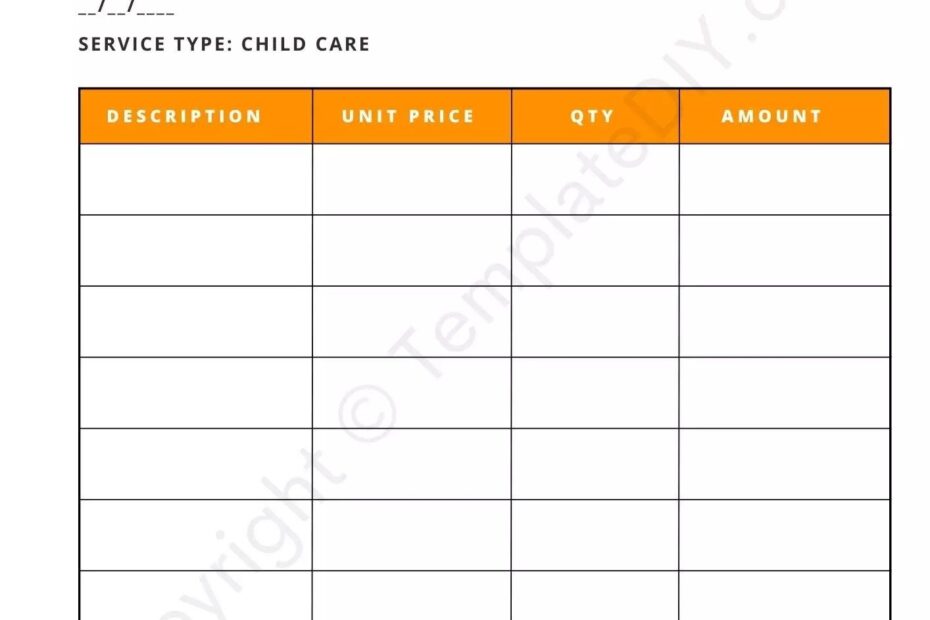 Child Care Invoice Printable Template In PDF Word Childcare