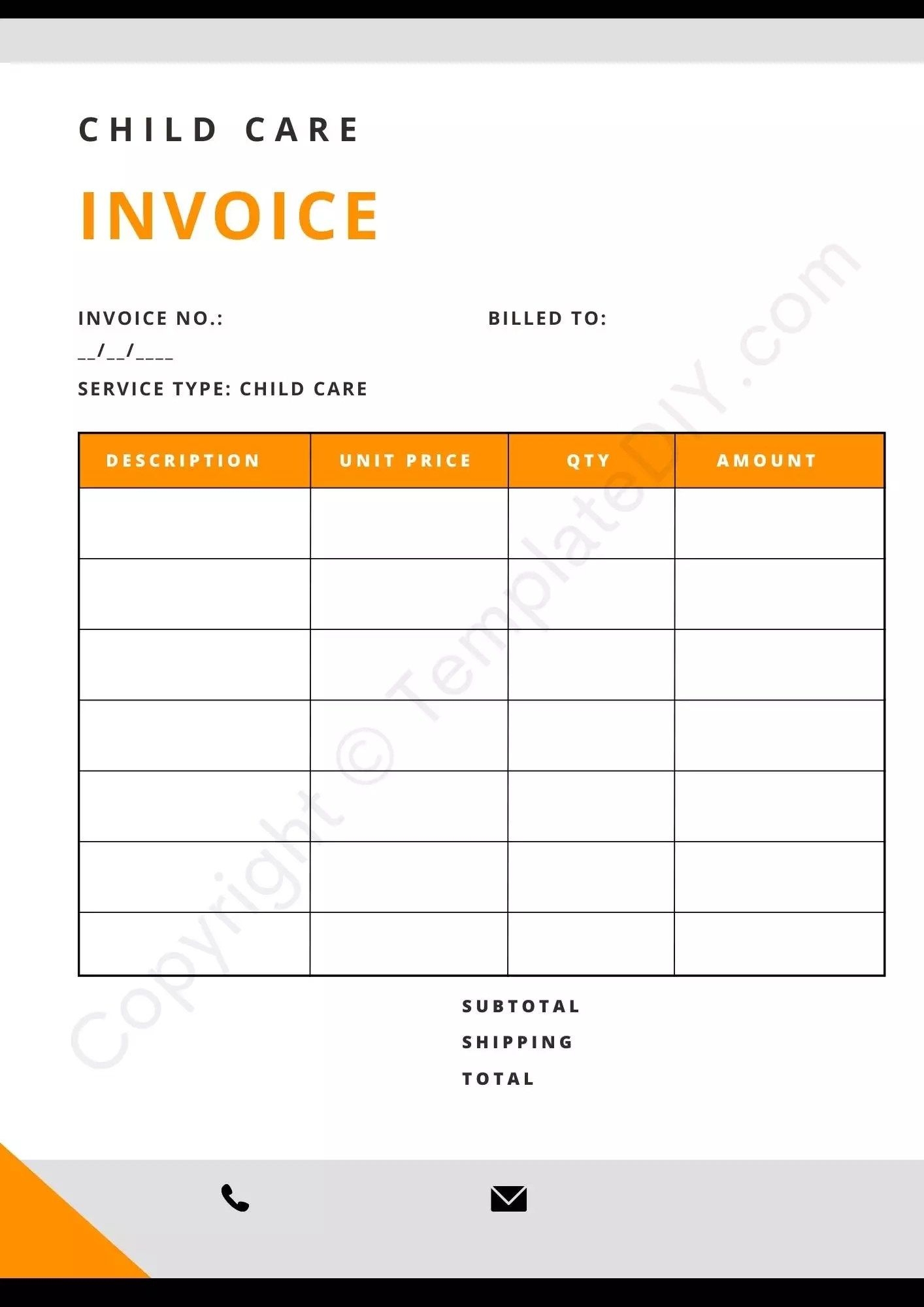 Child Care Invoice Printable Template In PDF Word Childcare 