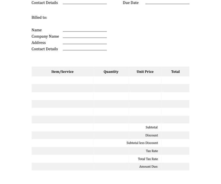 Cleaning Invoice Template