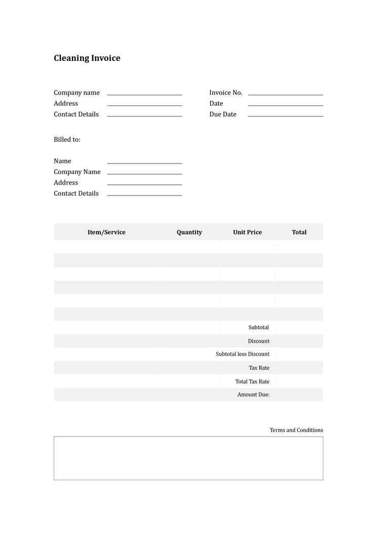 Cleaning Invoice Template