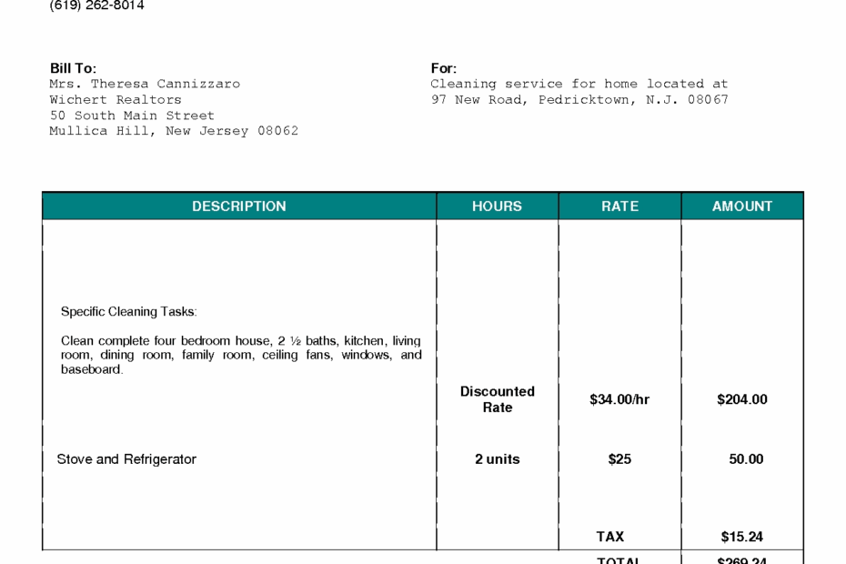 Cleaning Services Invoice Invoice Template Ideas