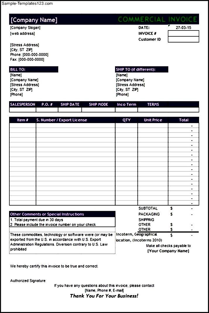 Commercial Invoice 2015 Thedigimed Blank Commercial Invoice Pdf Invoice