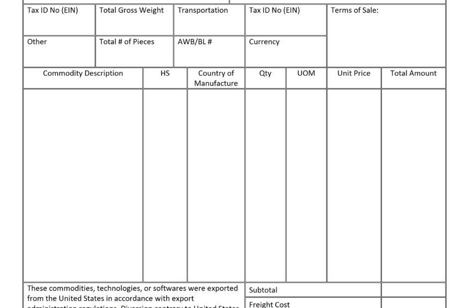 Commercial Invoice Template