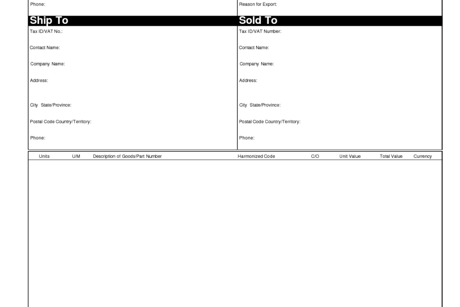 Commercial Invoice Ups Invoice Template Ideas