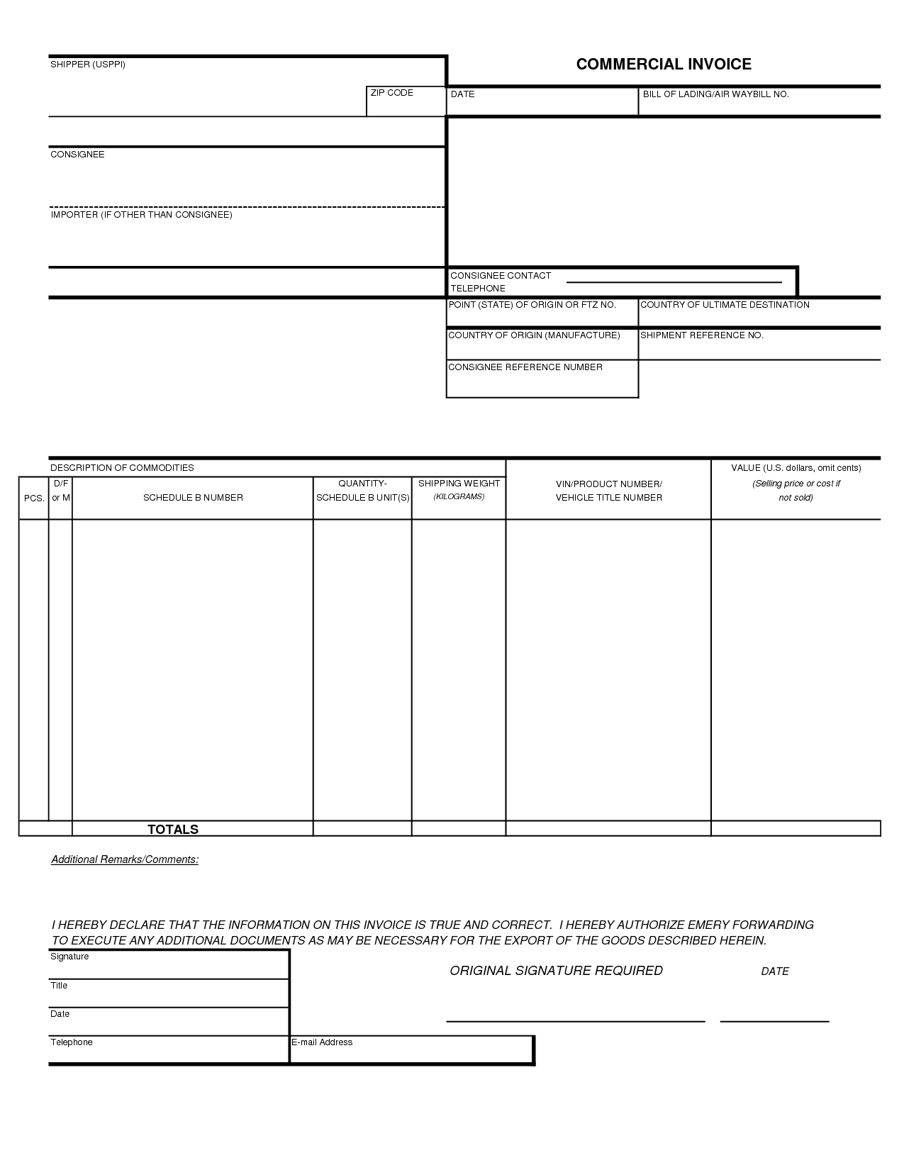 Commercial Invoice Ups Invoice Template Ideas
