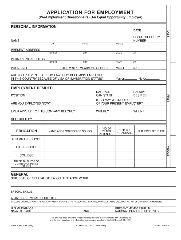 Complete Generic Job Application Form Printable Printable Forms Free 