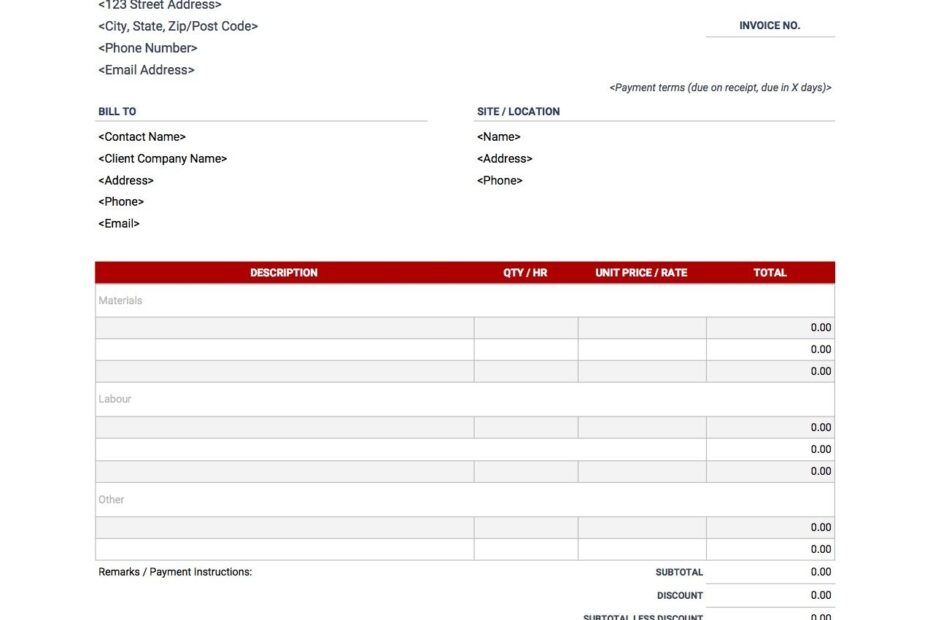 Construction Invoice Template Invoice Simple