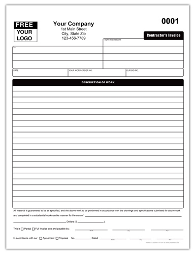 Contractors Invoice Templates Printable Free