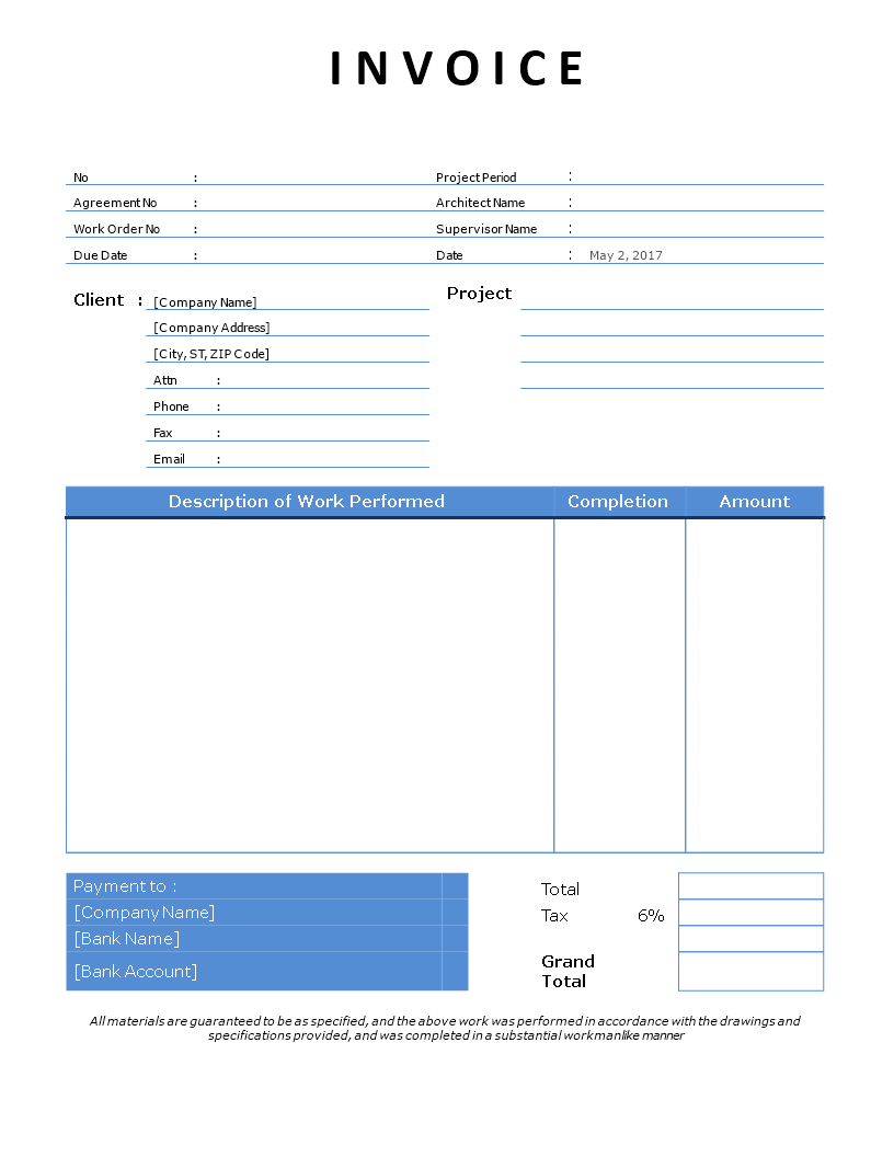 Contractors Invoices Free Templates PARAHYENA