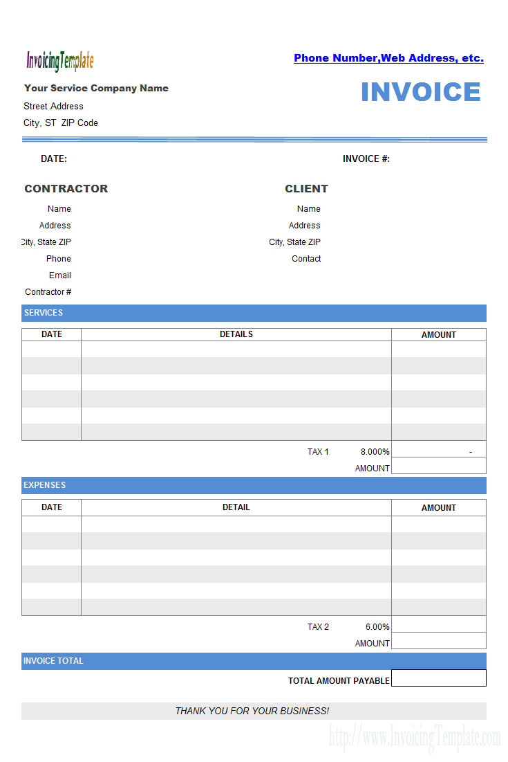 Contractors Invoices Free Templates PARAHYENA