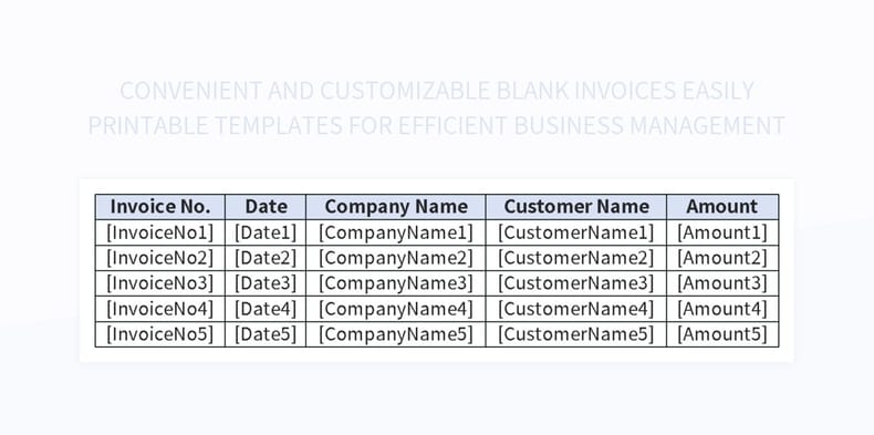 Convenient And Customizable Blank Invoices Easily Printable Templates 