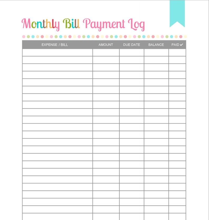 Create A Printable Monthly Bill Organizer Room Surf