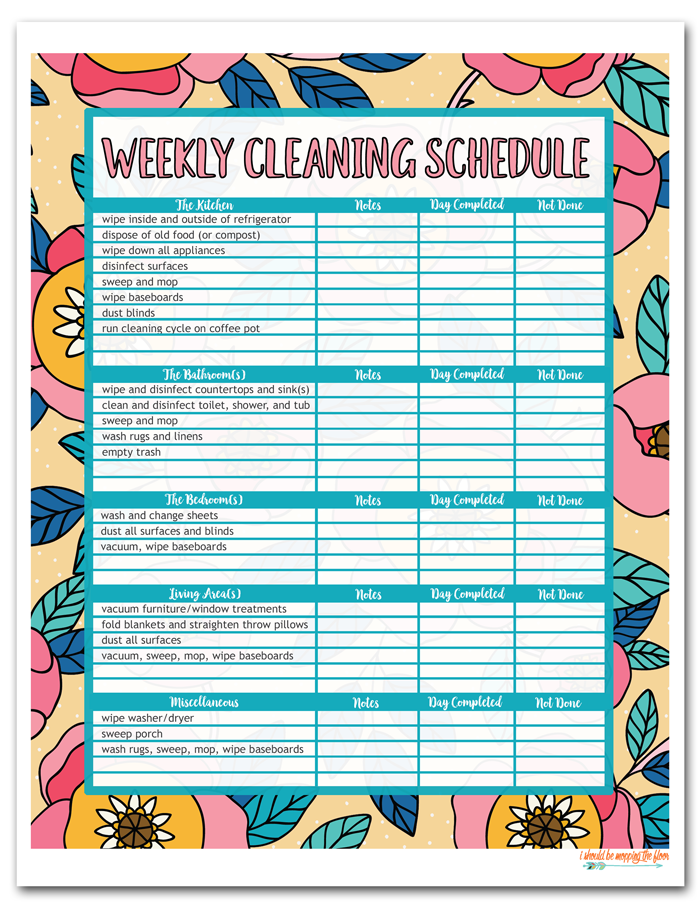 Customizable Free Printable Cleaning Schedule Template