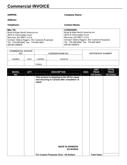 Dhl Commercial Invoice Printable Template Printable Templates