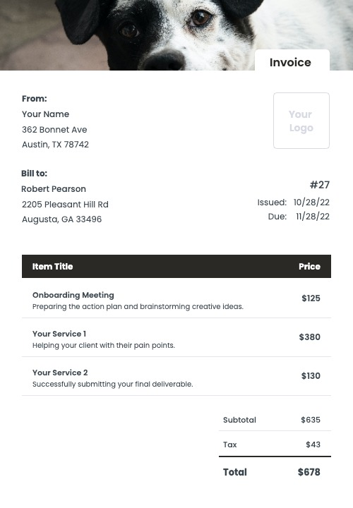 Dog Sitting Invoice Templates Kosmo
